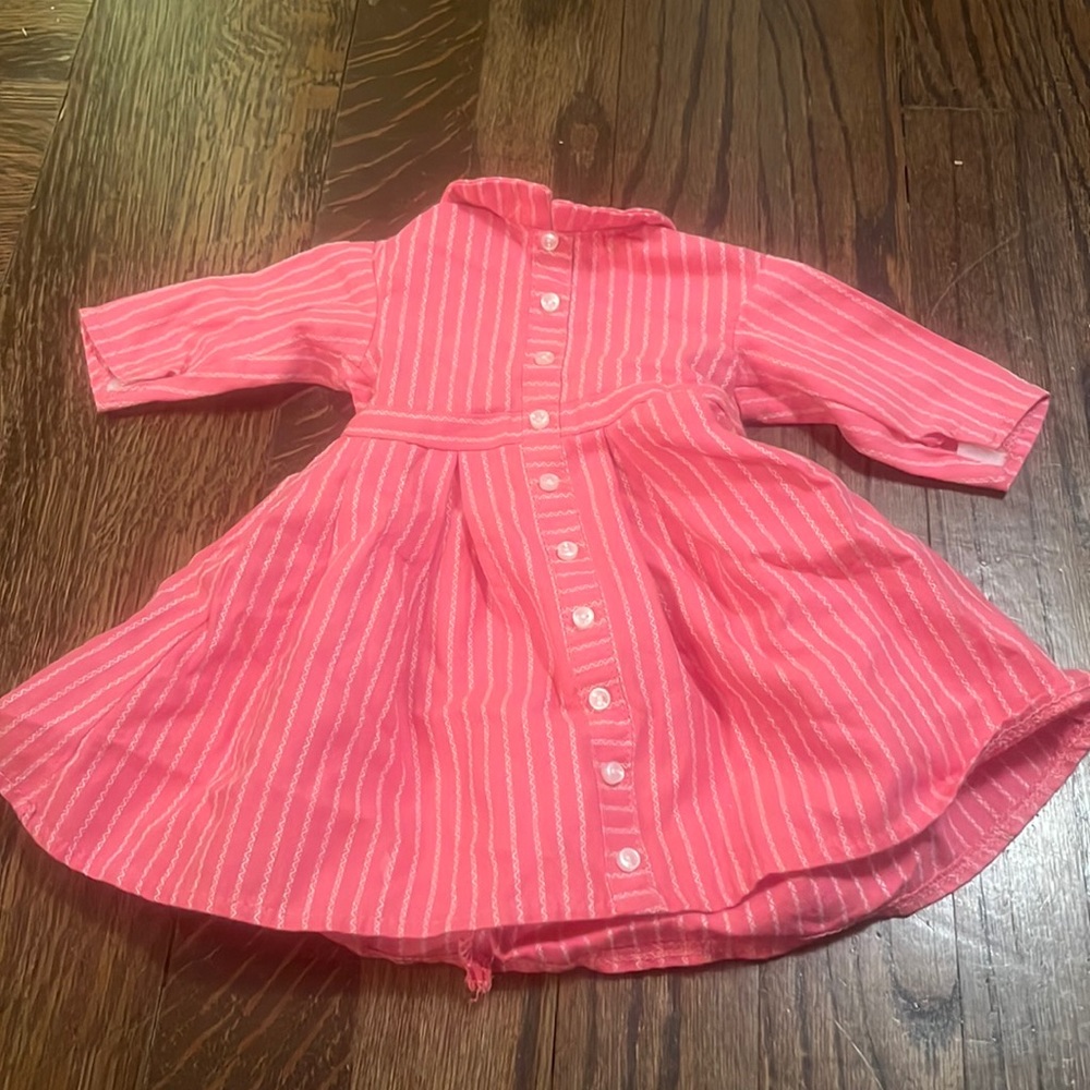 American Girl Doll Addie's Original Pink Striped Button-Down Cotton Dress